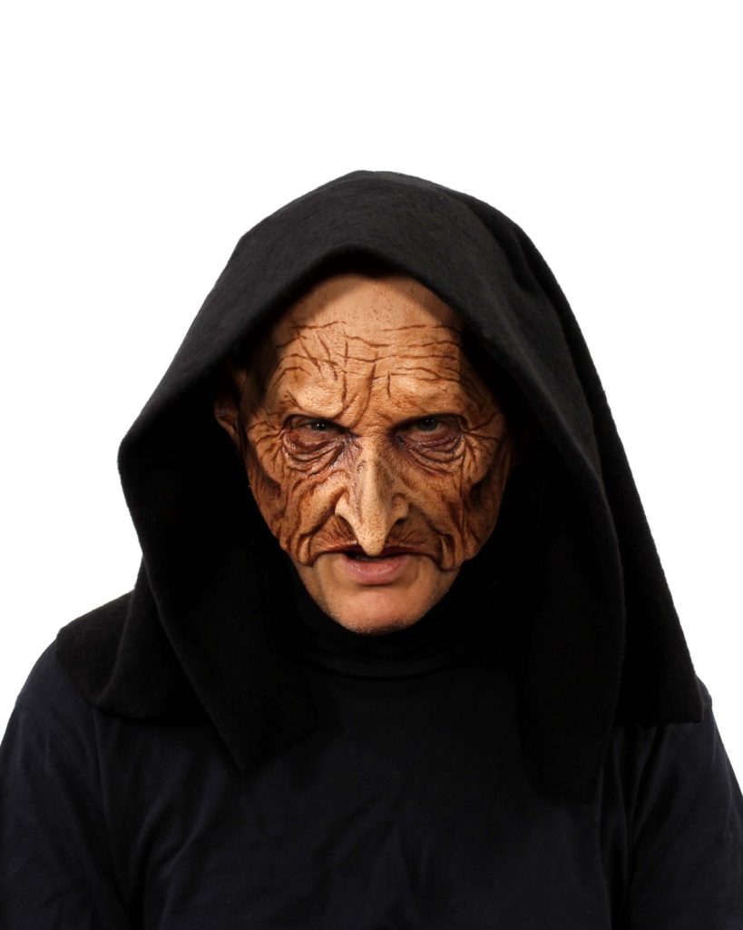 Hooded Warlock, Old Man Character Half Latex Face Mask | Costumes 4 Less BS1007