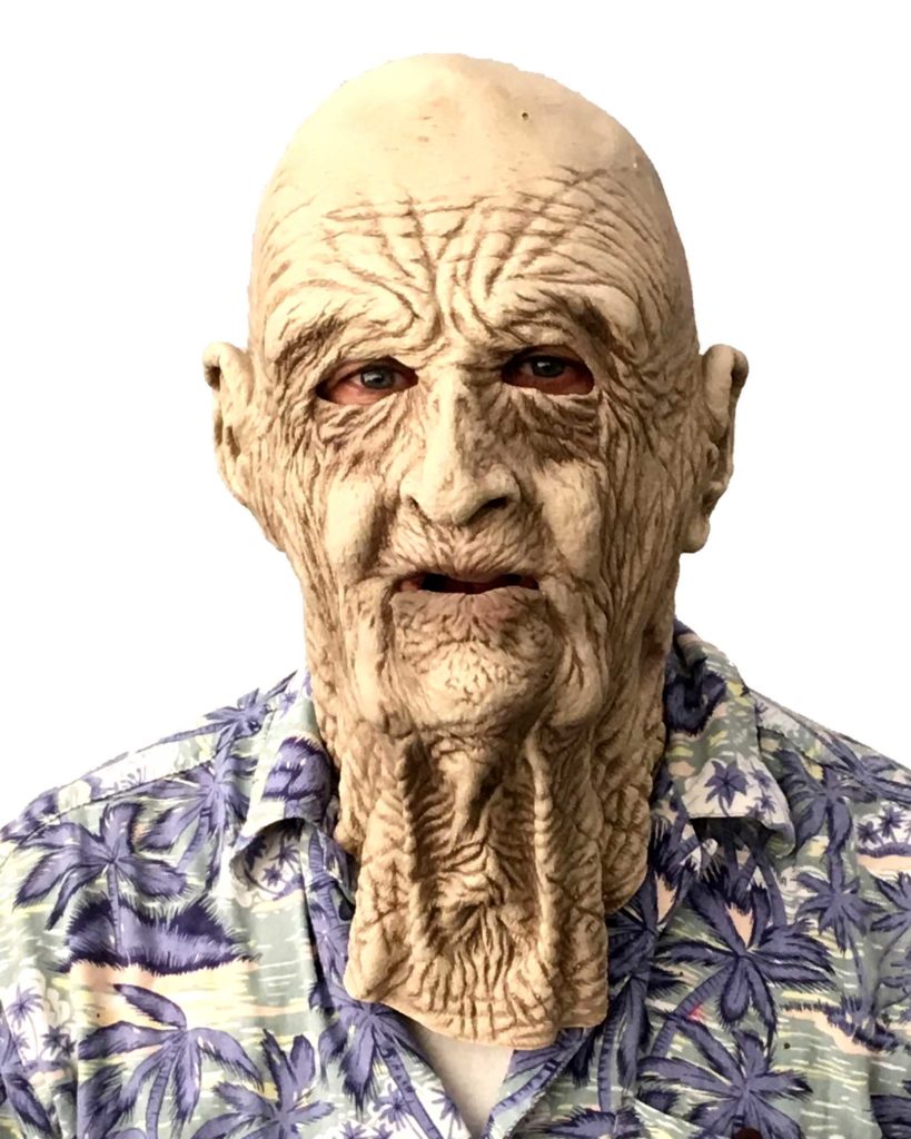 Dead Guy, Old Man Wrinkly Latex Face Mask | Costumes 4 Less M4504A