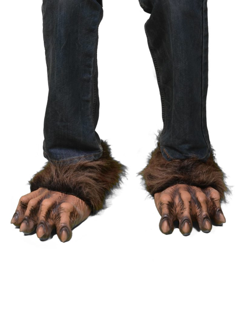 Brown Werewolf Feet, Latex and Faux Fur Beast Claws Paws | Costumes 4 Less F1002