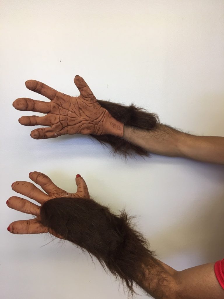Full Latex Chimp Hands with Furry Arms and Latex Palms and Fingers | Costumes 4 BS50038