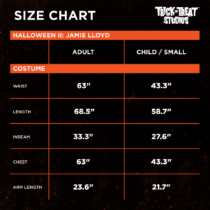 halloween ii jamie lloyd size chart 1