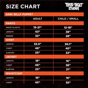 saw billy puppet size chart