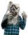 Silver Deluxe Werewolf Costume Kit with Moving Mouth Wolf Mask, Hands and Collar